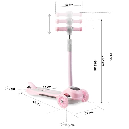 Hulajnoga trójkołowa dla dzieci Ricokids Piko różowa