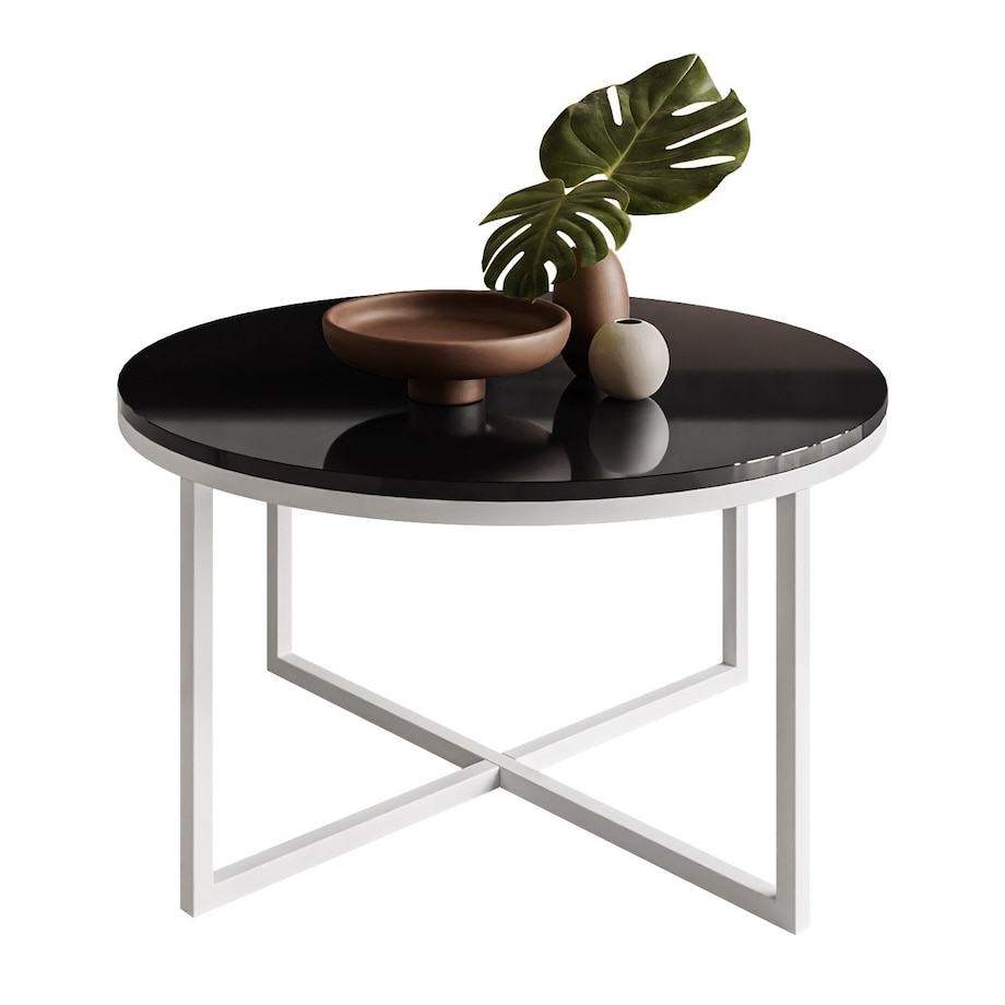 Okrągły stolik kawowy CIRI-X biały czarny połysk