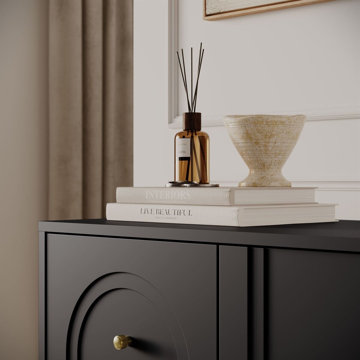 Komoda LIBERTY 2D na drewnianych nóżkach, czarna