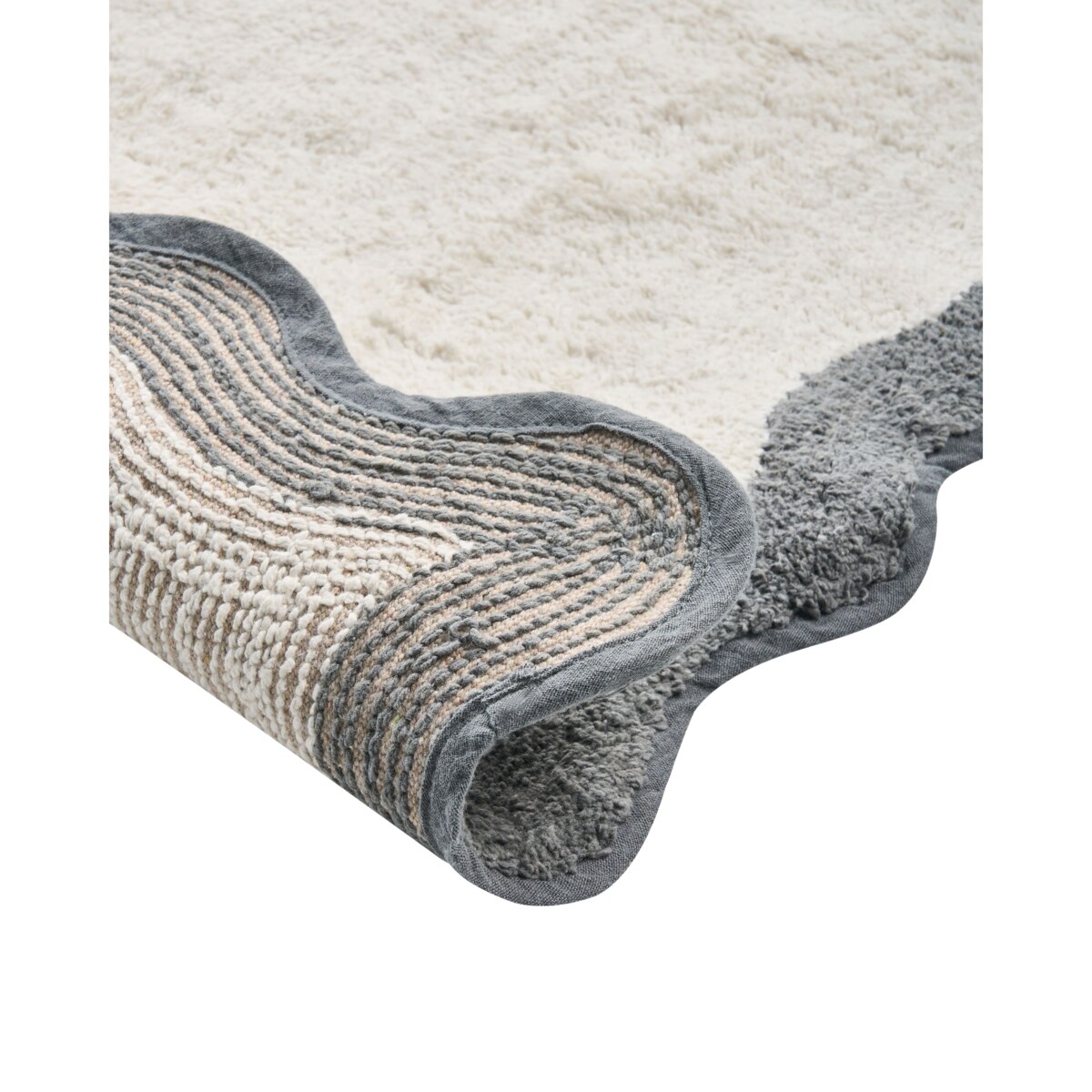 Dywanik łazienkowy NANGAL Szary/ beżowy 60 x 90 cm Bawełna