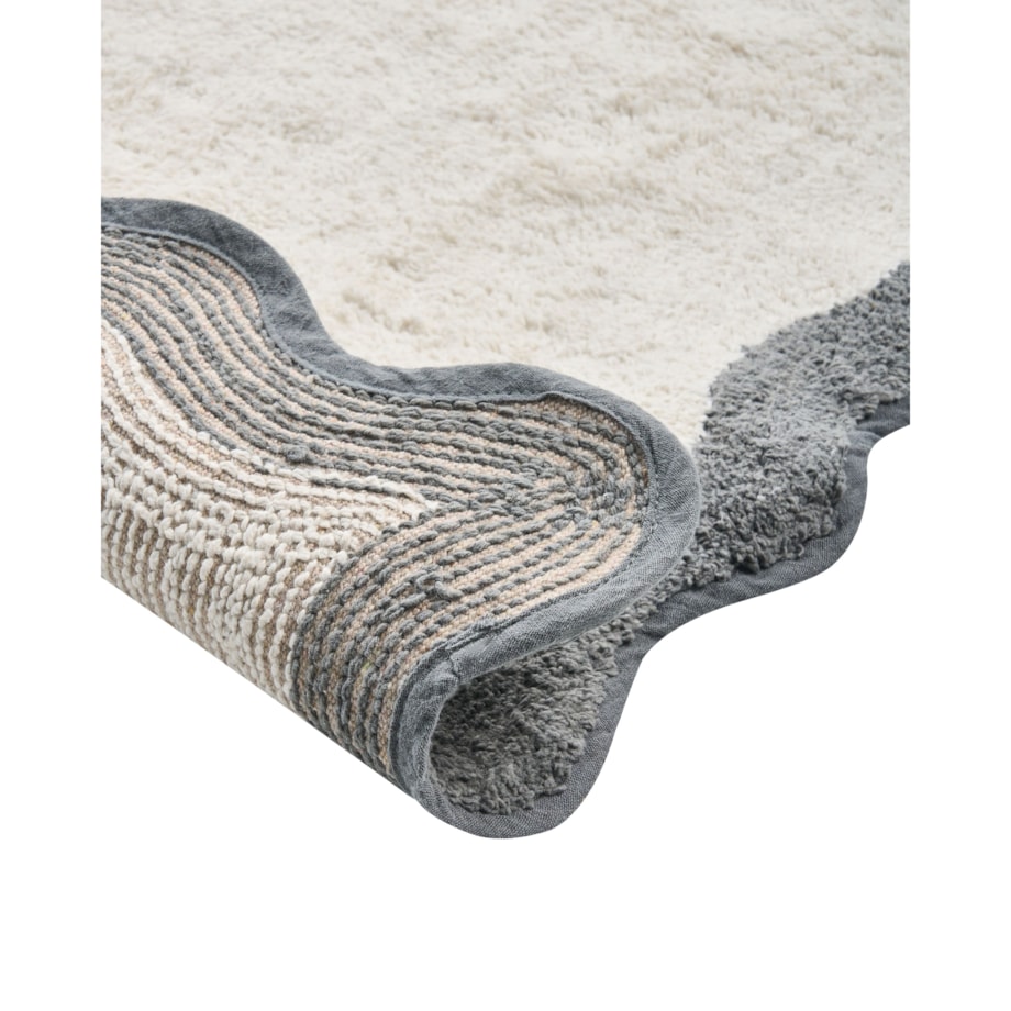 Dywanik łazienkowy NANGAL Szary/ beżowy 60 x 90 cm Bawełna