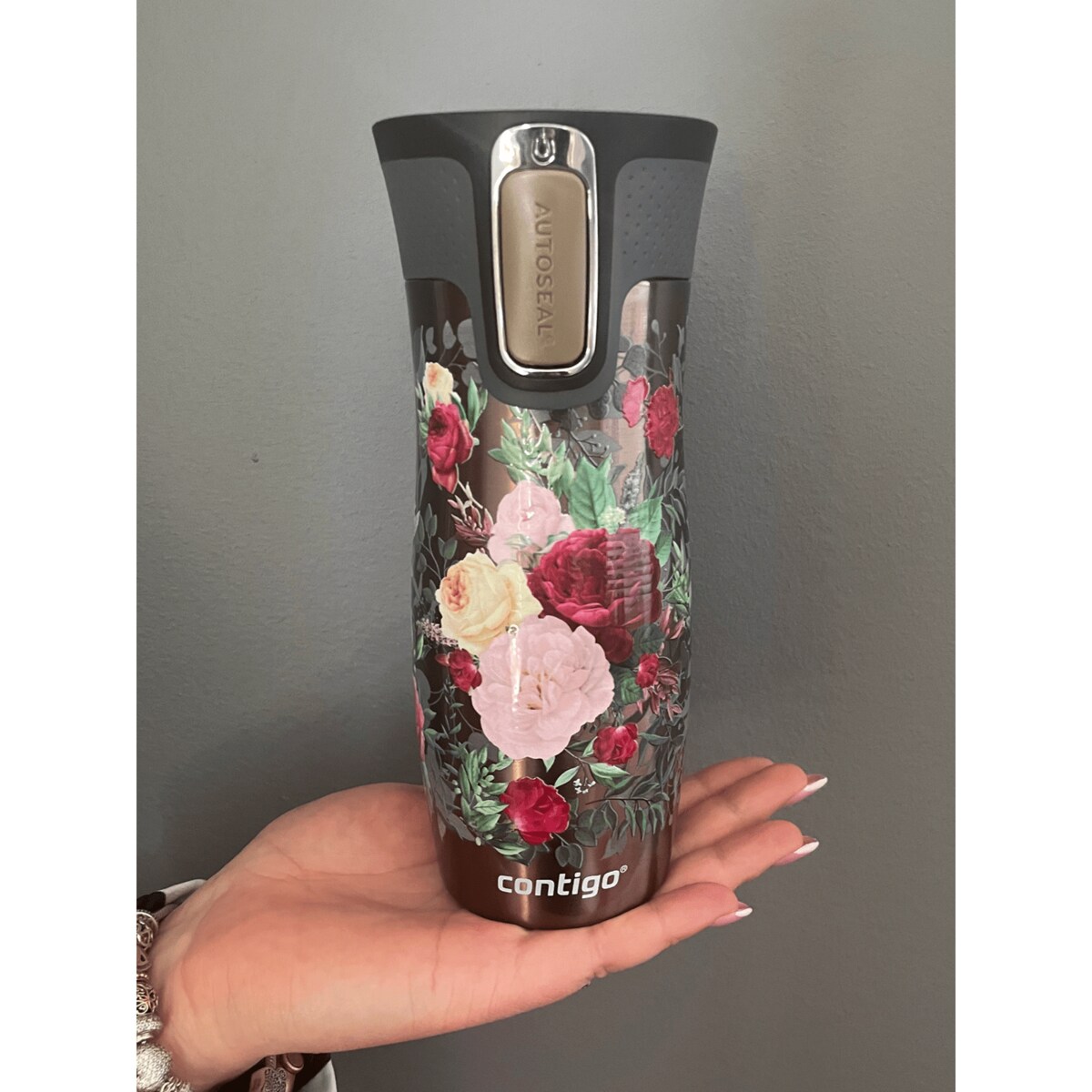 Kubek termiczny Contigo West Loop 2.0 470 ml - latte - Kwiaty