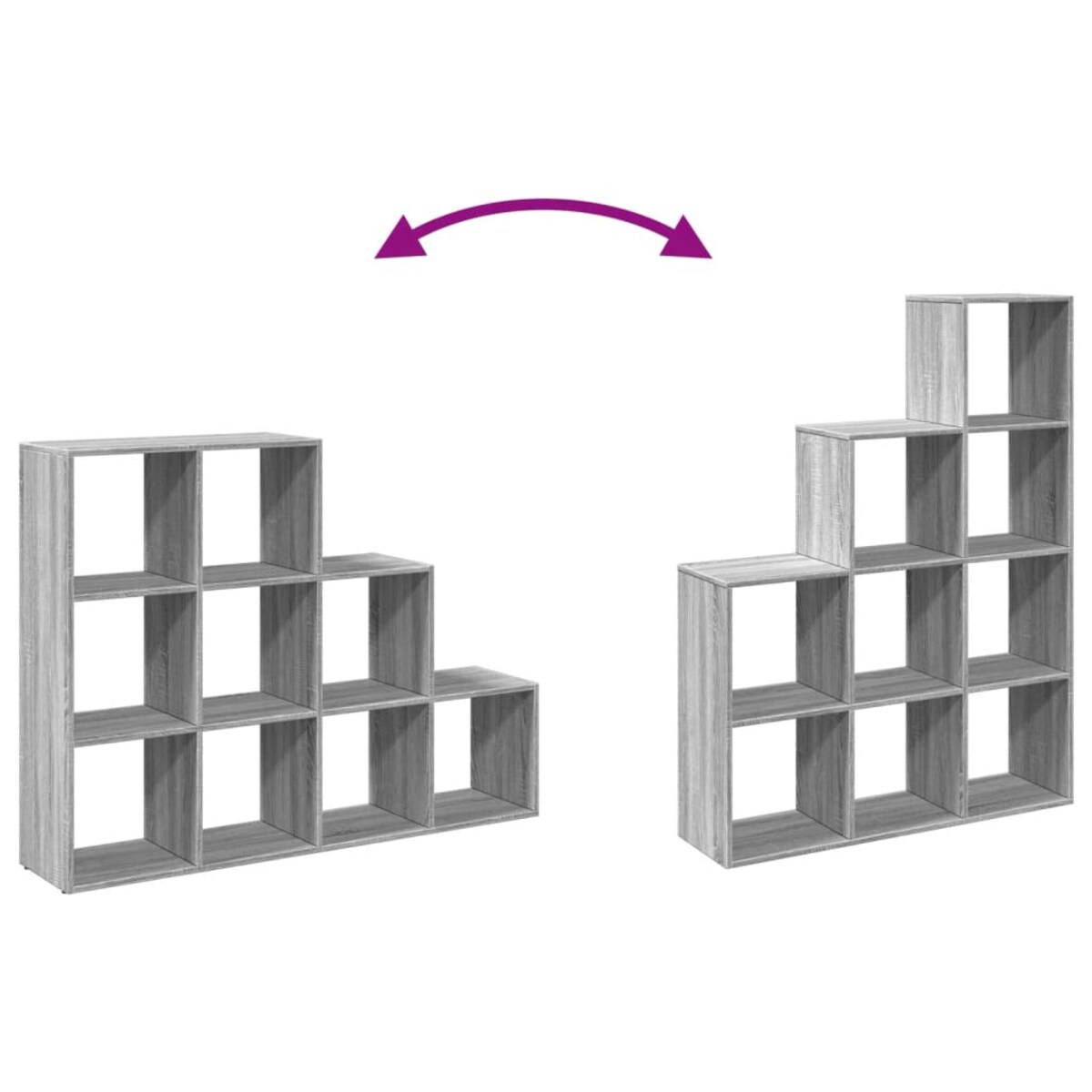 vidaXL Regał przegroda, 3 poziomy, szary dąb sonoma, 137,5x29x103,5 cm