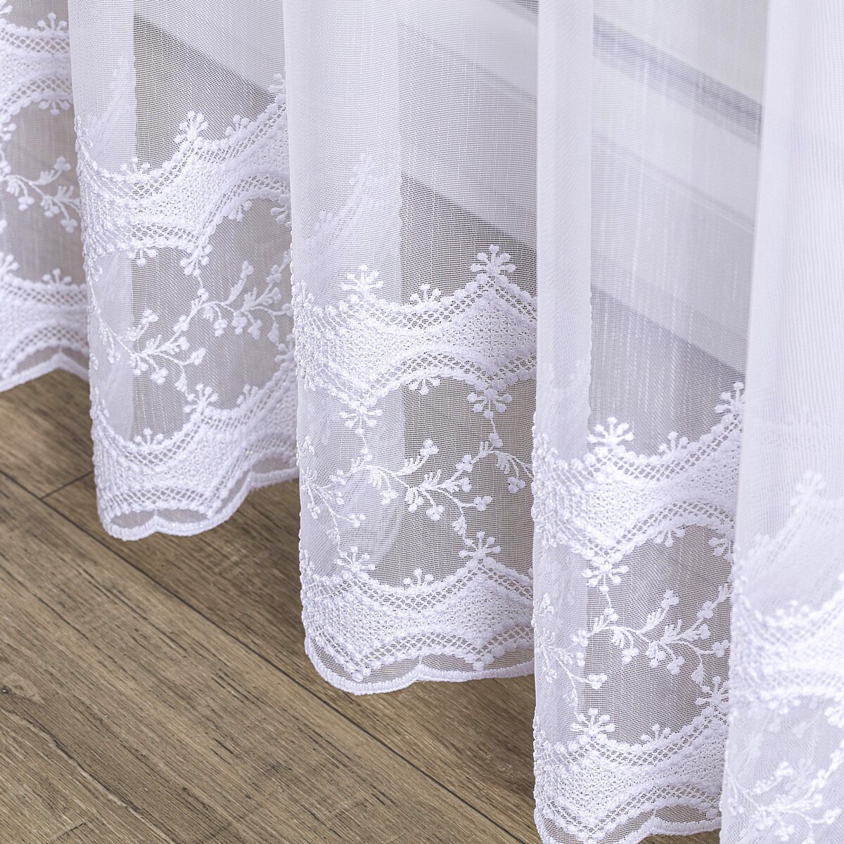 Firana na haczykach flex podwójnych 300x245 biały ze wzorem