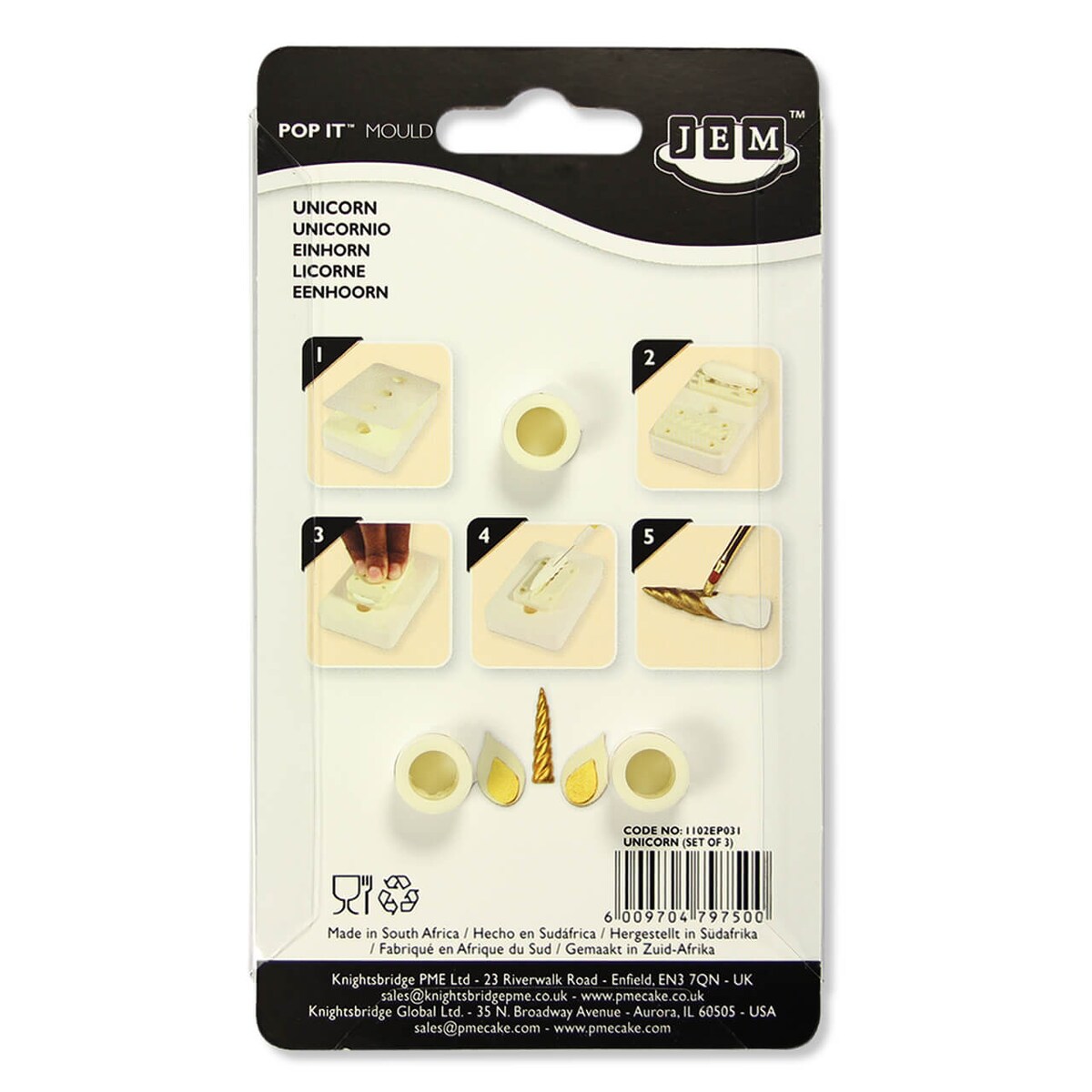 PME Zestaw 3 foremek JEM Pop It Jednorożec