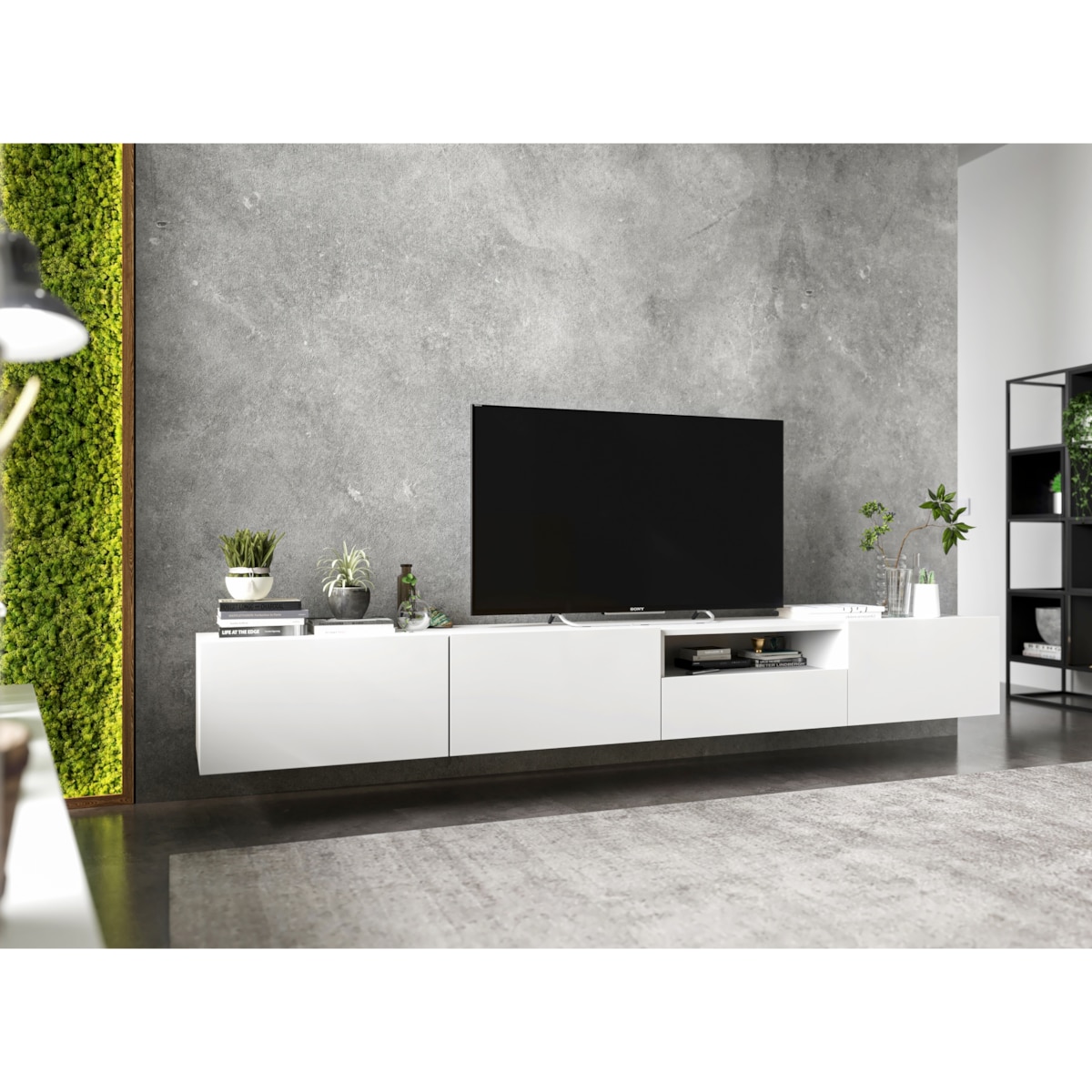 Szafka RTV Loft Stojąca / Wisząca Biały MAT Komoda RTV Szuflada 240 cm