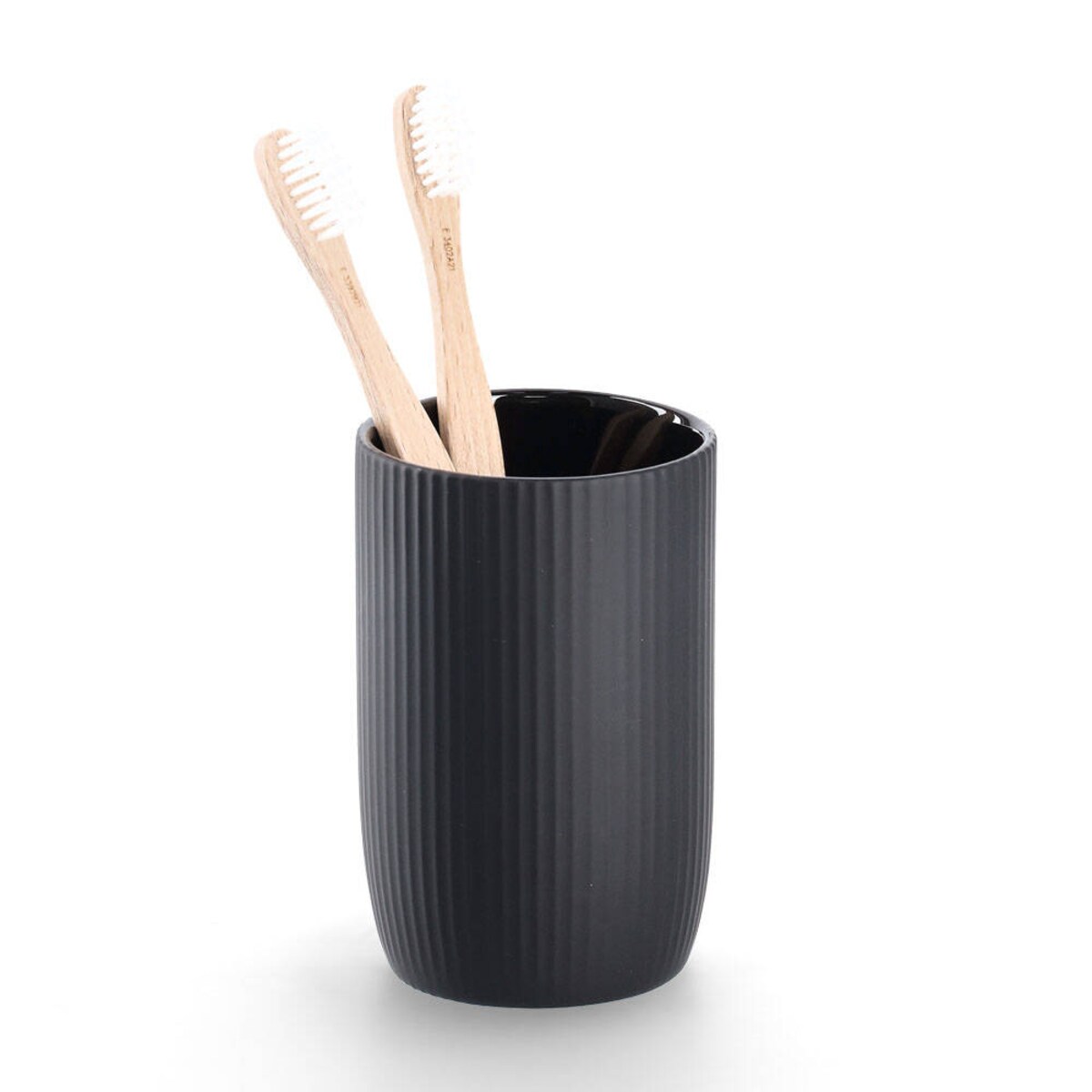 Ceramiczny prążkowany kubek na szczoteczki, Ø 7,7 cm