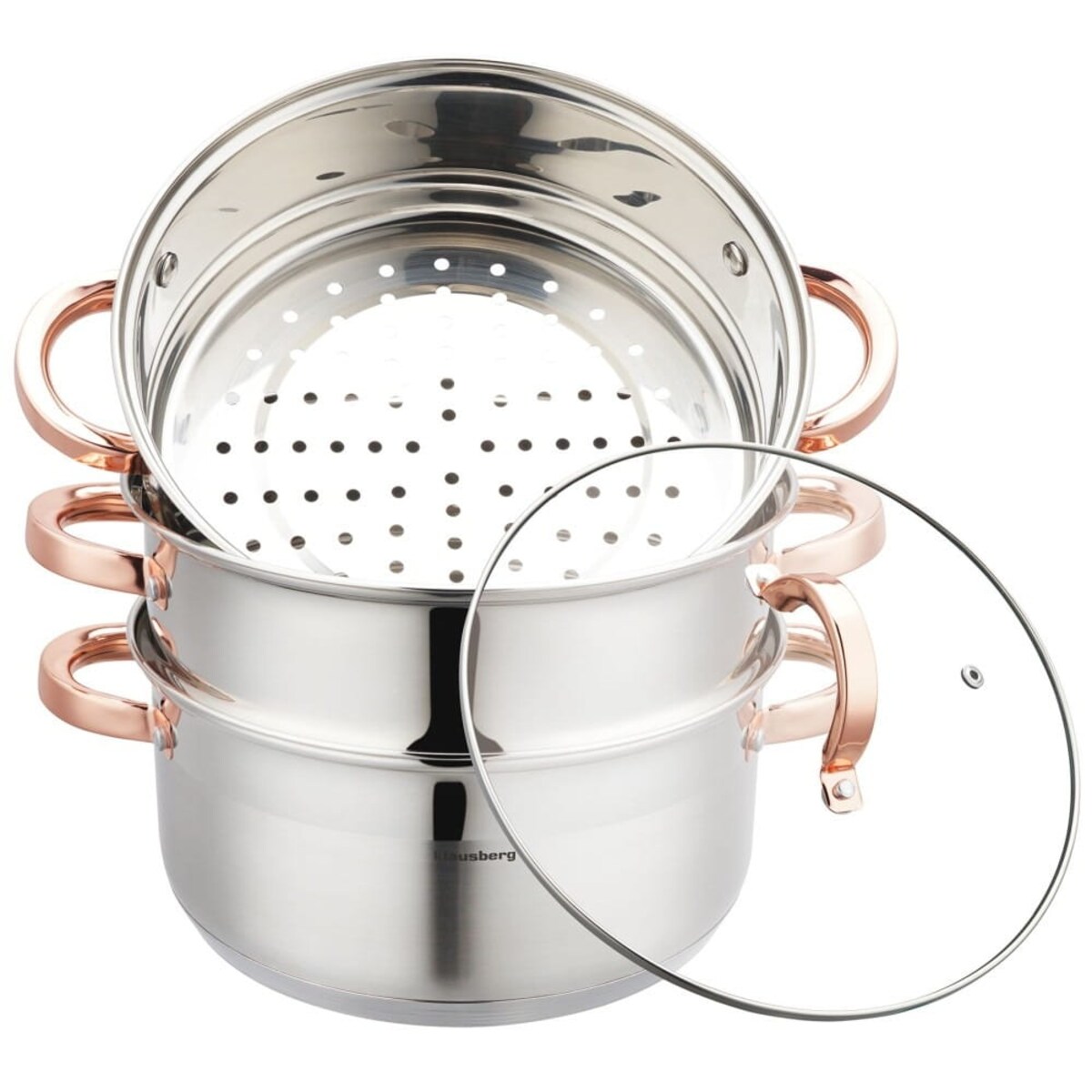 Zestaw garnków do gotowania na parze 24cm 4 elementy Parowar Rose Gold KLAUSBERG
