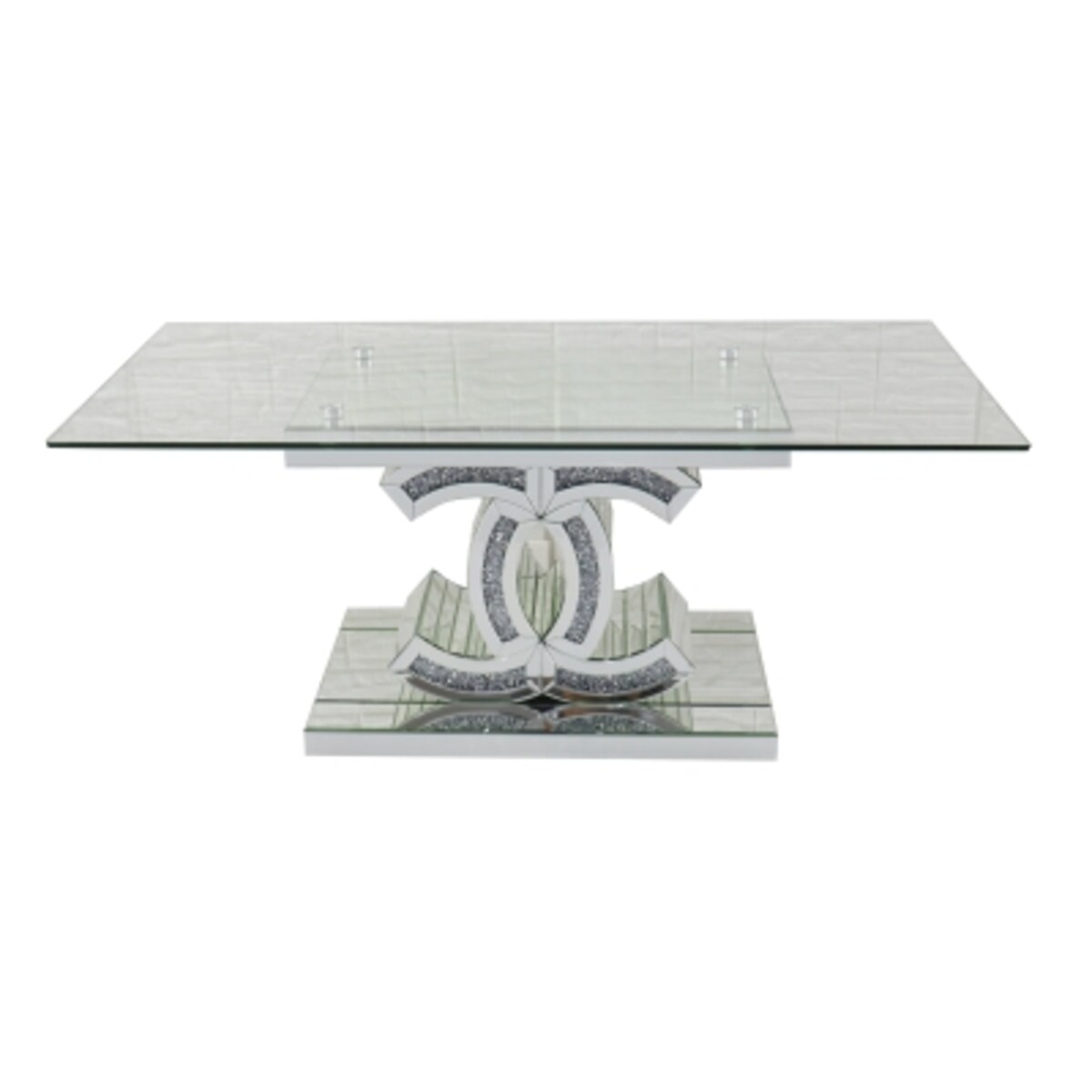 Lustrzany stolik kawowy CC z kryształkami Glamour Premium 120x60x45