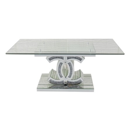 Lustrzany stolik kawowy CC z kryształkami Glamour Premium 120x60x45