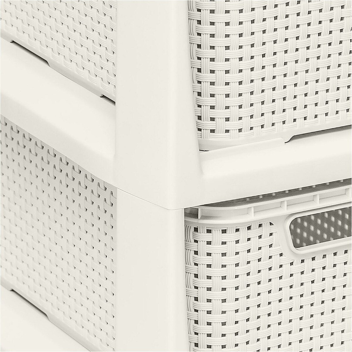 Regał Stojak Łazienkowy Rattanowy Szafka Z Koszami 5 X 7L Biały