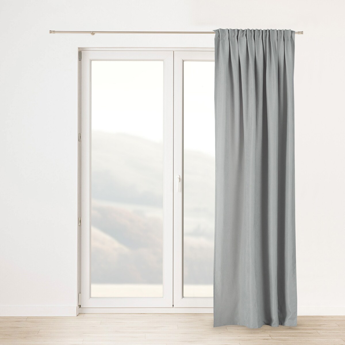 Zasłona na taśmie marszczącej srebrna aksamitna 140 x 280 cm 1 szt. 140x280 srebrny