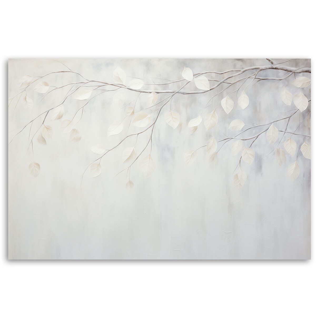 Obraz do salonu sypialni Beżowe liście rośliny gałązki natura beton boho 120x80