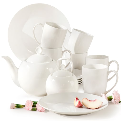 KONSIMO AD BELLA, Zestaw herbaciany 6 os. (14 el.), kolor ecru