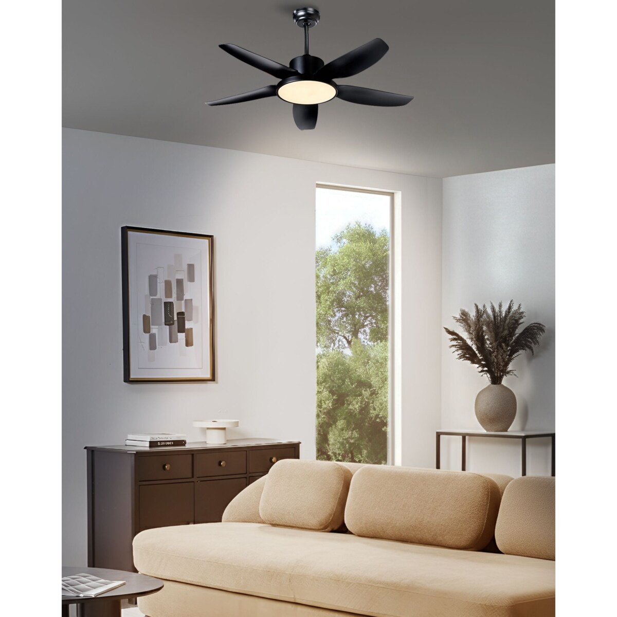 Wentylator sufitowy z lampą LOUVET Czarny