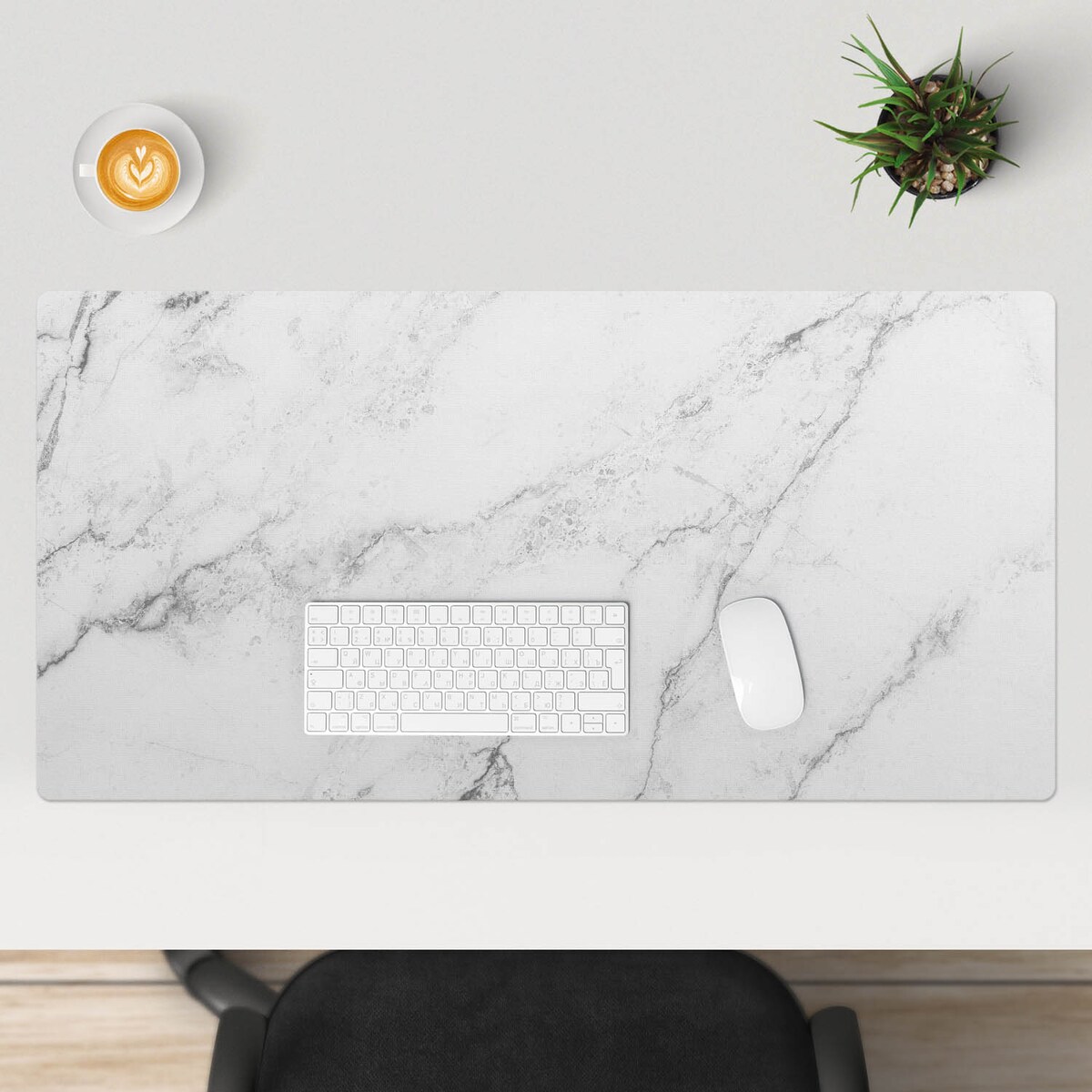 Biała mata na biurko Marmurowe żyłki, 100x50 cm