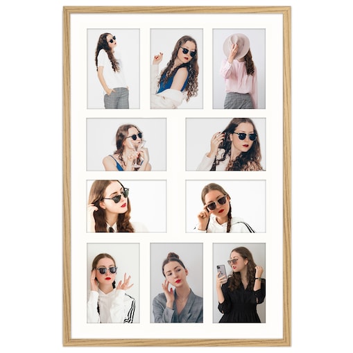 Ramka na zdjęcia 10 zdjęć 10x15 cm rama kolor dębowy foto galeria 40x60 cm FRAMAI®