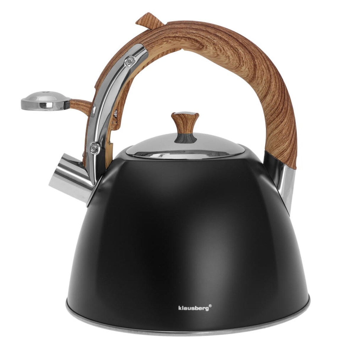 Czajnik stalowy z gwizdkiem lakierowany 3.0L czarny matowy KLAUSBERG
