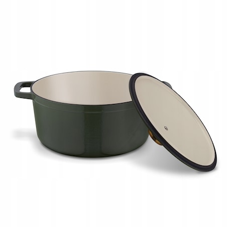 Gęsiarka żeliwna emaliowana brytfanna garnek 5 L okrągła ZIELONA na święta