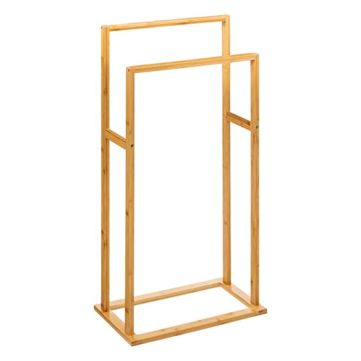 Stojak na ręczniki do łazienki, podwójny, z bambusa, 42 x 24,2 x 81,5 cm