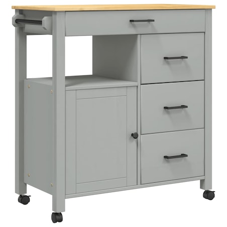 vidaXL Wózek kuchenny MONZA, 84x40x88,5 cm, lite drewno sosnowe