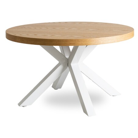 Stolik Kawowy Okrągły Mały Biały Dąb Złoty Loft Nowoczesny Ława LINCOLN