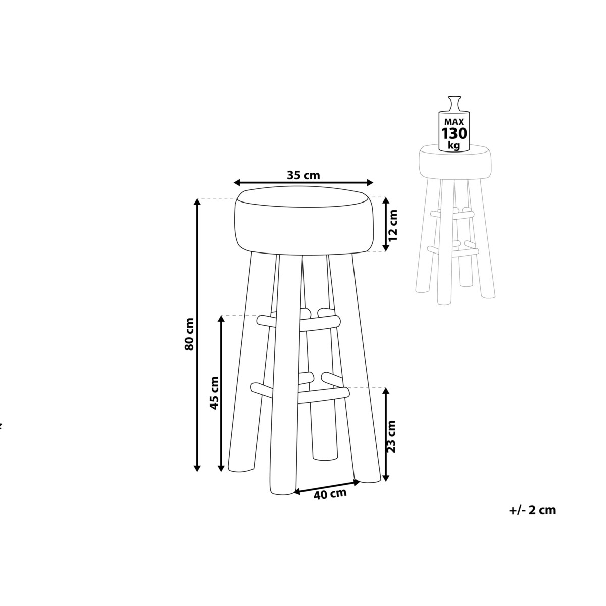 Stołek barowy skórzany brązowy WALTON