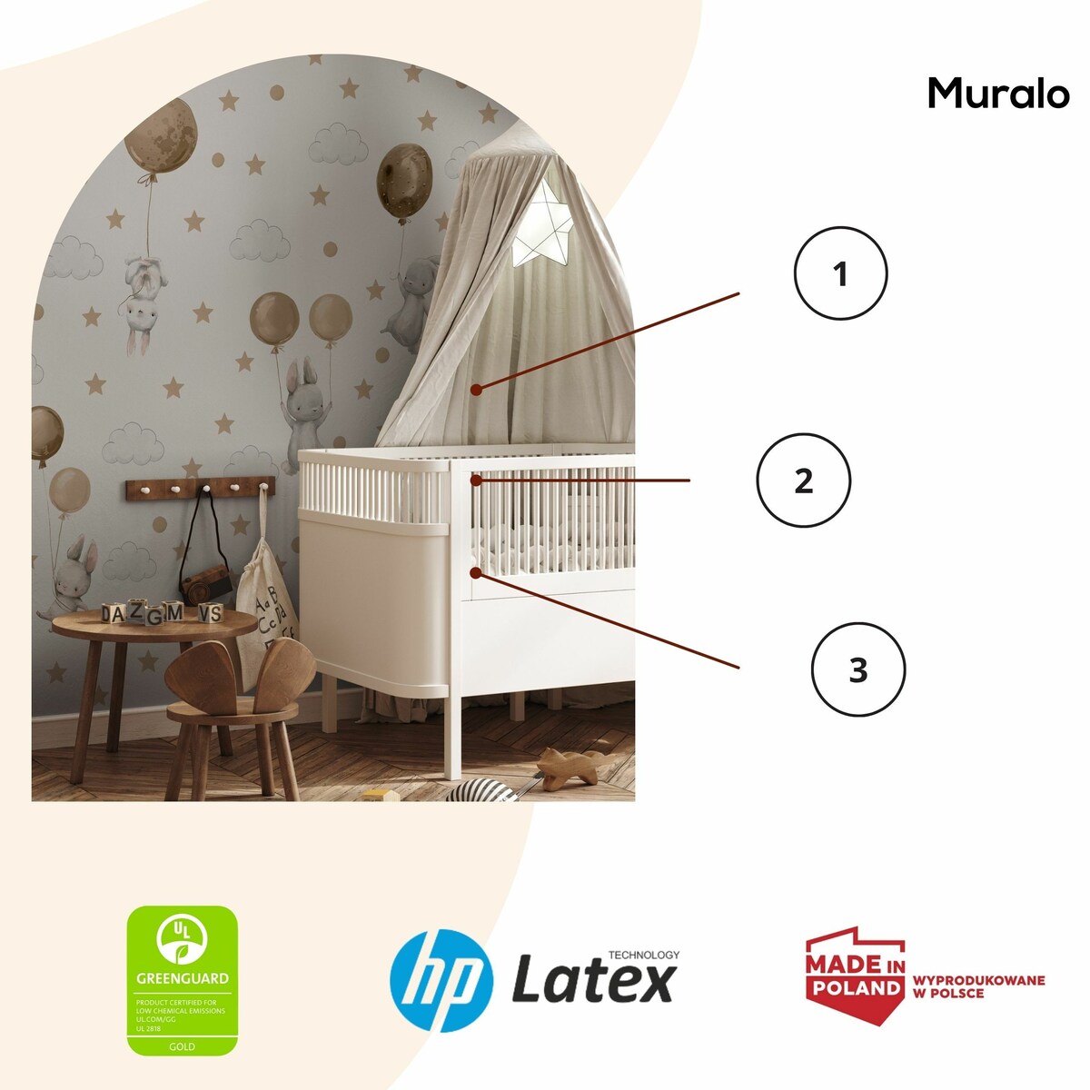 Naklejki Na Ścianę Dla Dzieci Króliczki Balony Chmury Gwiazdy Kropki ZESTAW 120x60cm