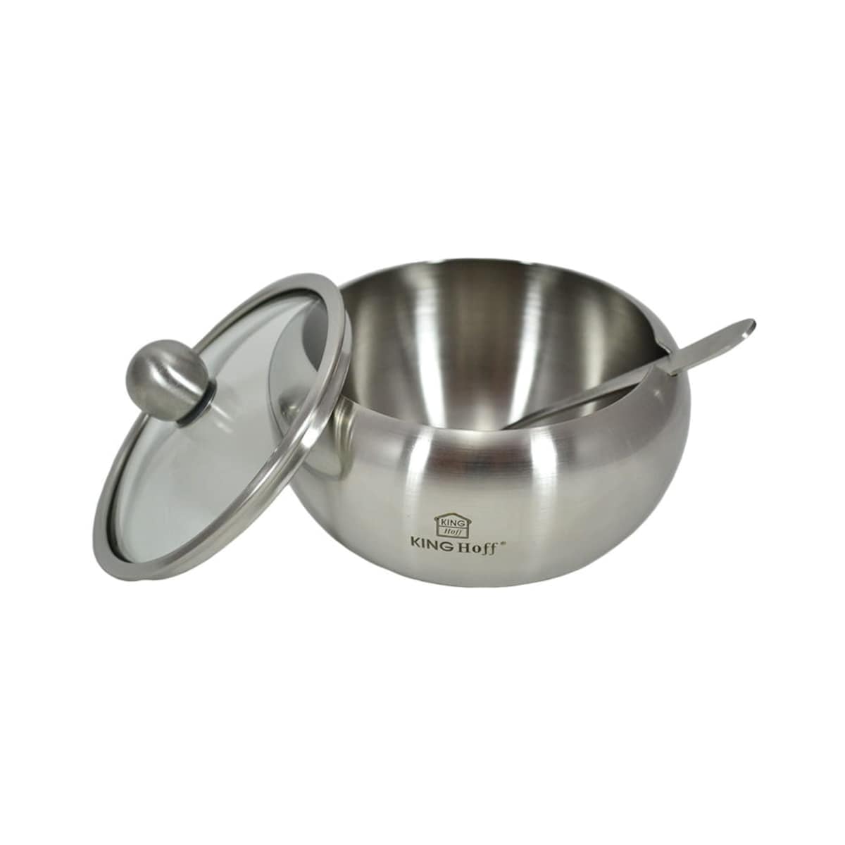 Cukiernica stalowa z łyżeczką Połysk pojemnik na cukier KINGHOFF