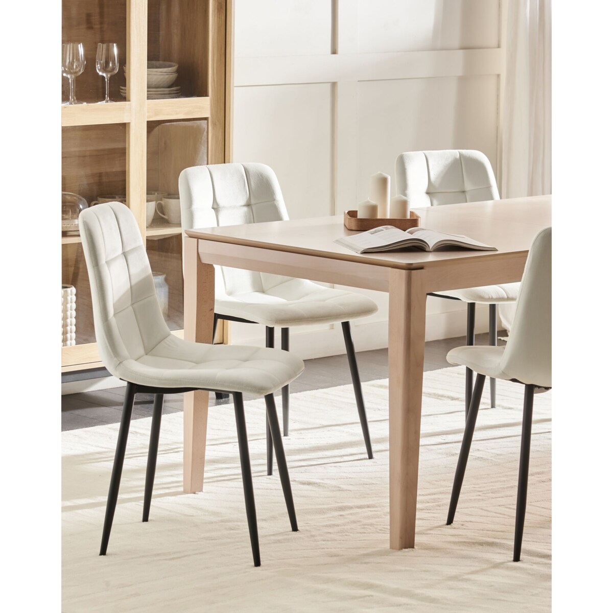 Krzesło do jadalni Zestaw 4 Welur Złamana biel POWELL