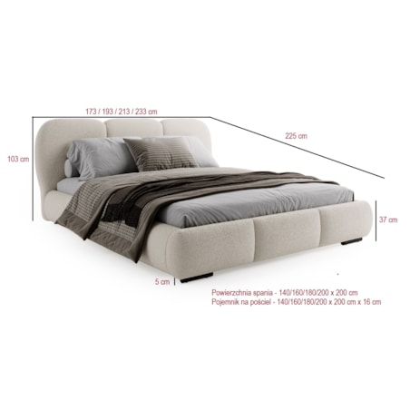 Łóżko tapicerowane 200x200 ROZA z pojemnikiem na pościel zielone