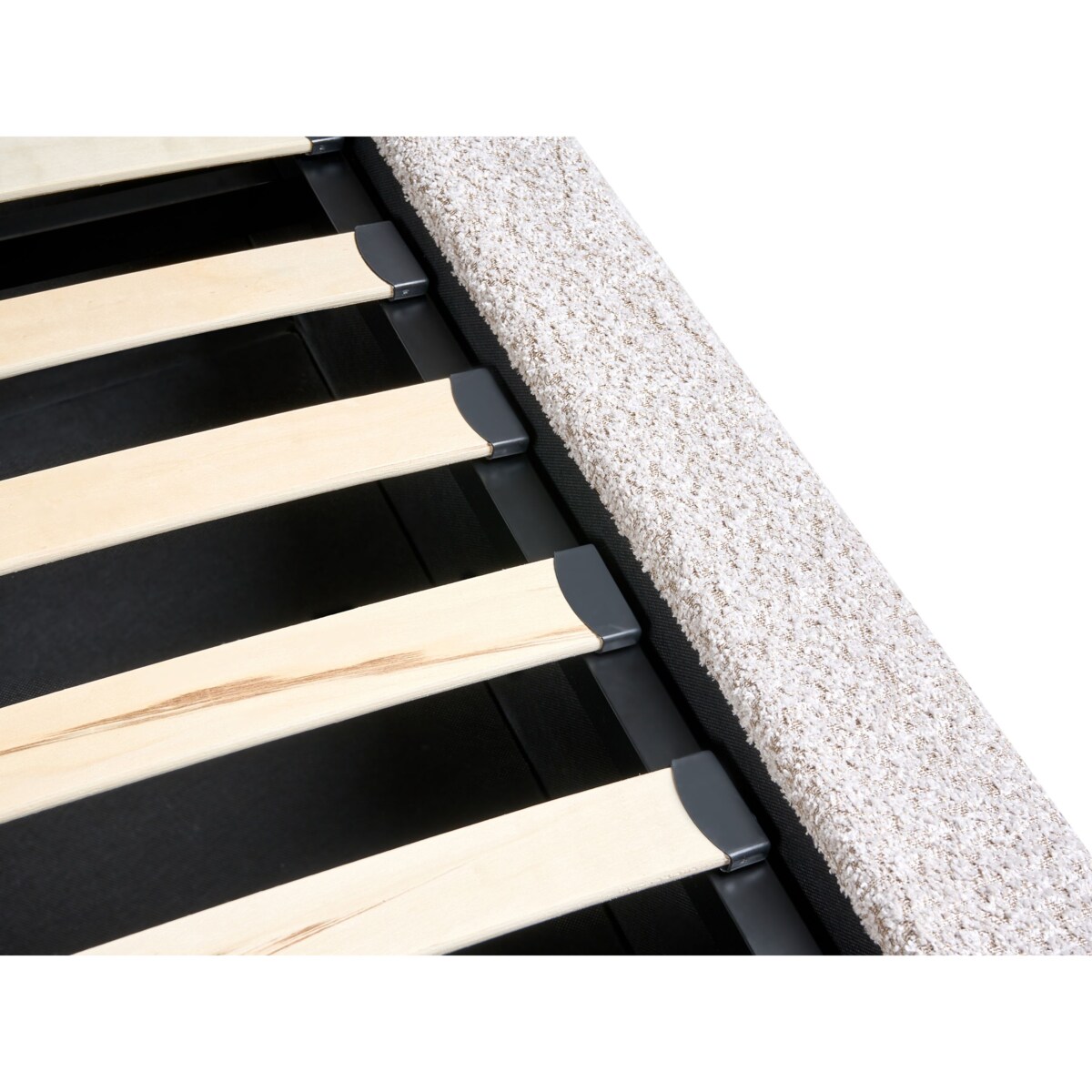 Łóżko z pojemnikiem Boucle BASTON 180 x 200 cm Jasnobeżowy