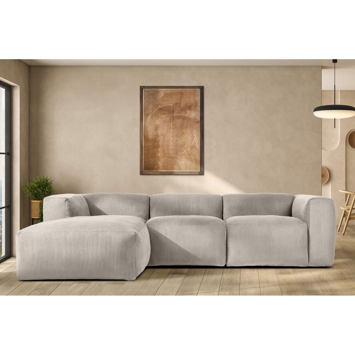 KONSIMO BUFFO Narożnik prawy z niezwykle miękkim i wygodnym siedziskiem, kolor kremowy