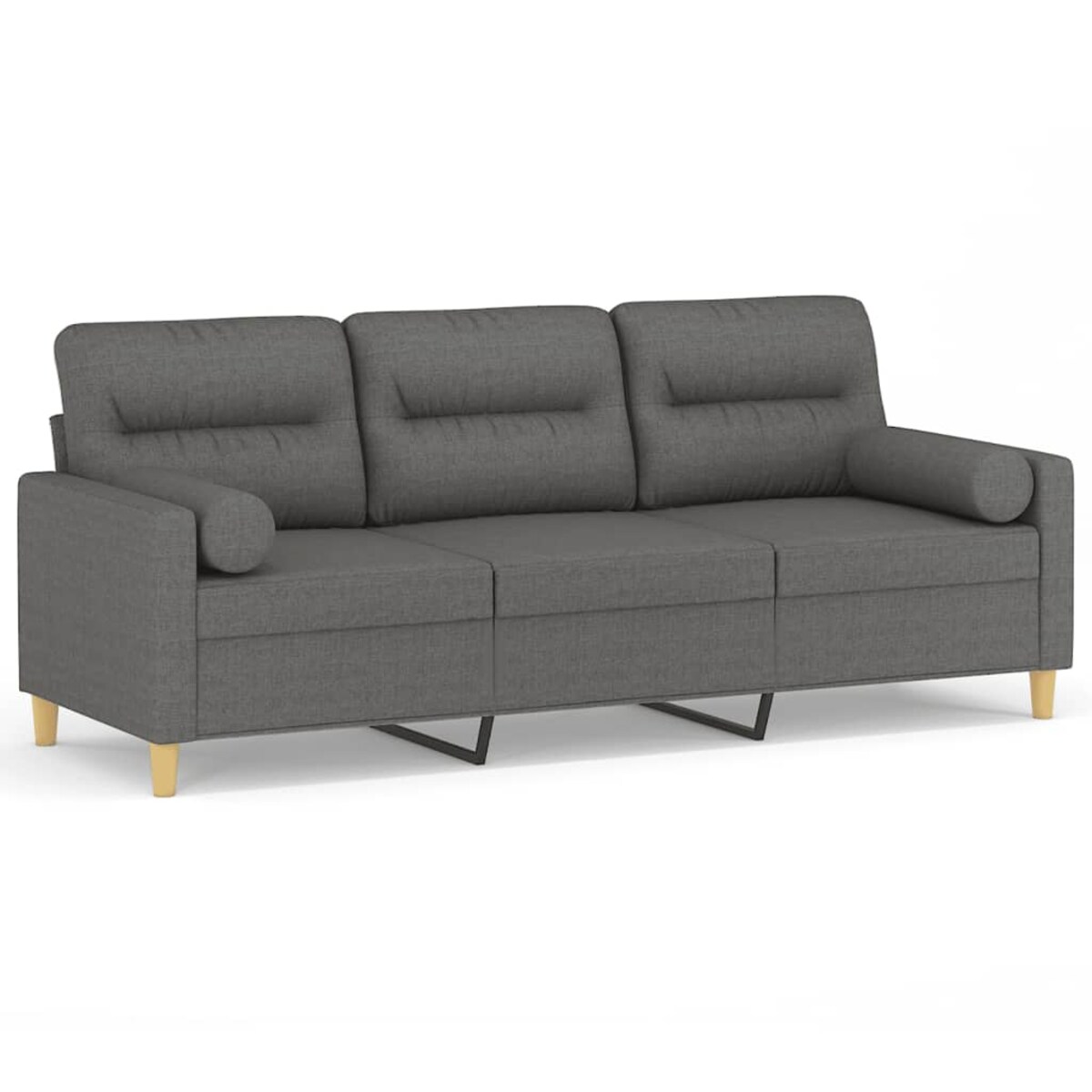 vidaXL 3-osobowa sofa z poduszkami, ciemnoszara, 180 cm, tkanina