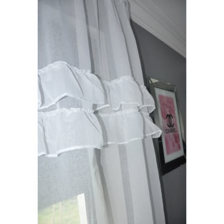 firana z lekkiej etaminy "sophia" dwie falbanki 400x160cm | taśma