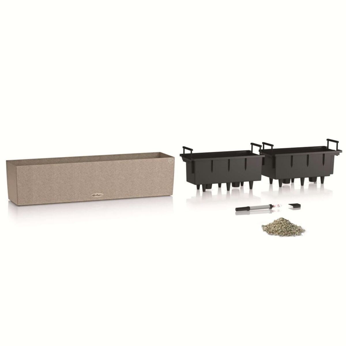 LECHUZA Donica BALCONERA Stone 80 ALL-IN-ONE, beżowa