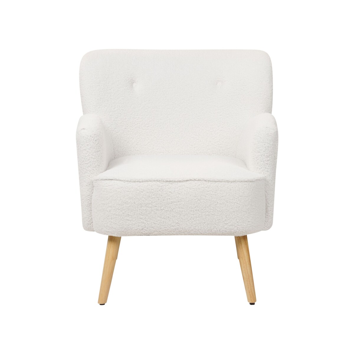 Fotel z podnóżkiem boucle biały TUMBA