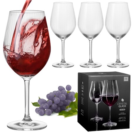 4X Kieliszki Kryształowe Do Wina Szampana Szklanki Eleganckie Szklane 690 Ml Zestaw