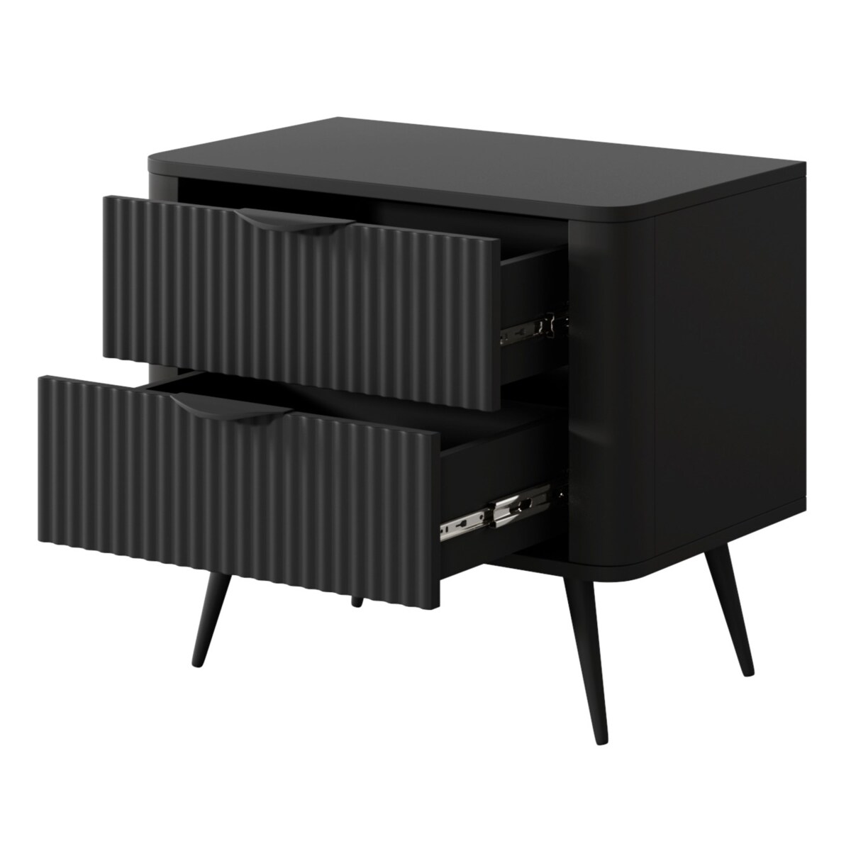 Stolik nocny ryflowany LENA w kolorze czarnym