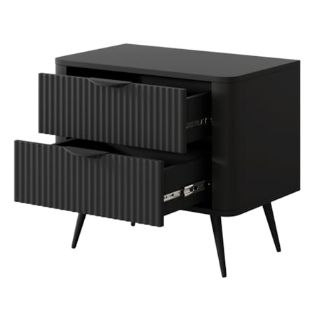 Stolik nocny ryflowany LENA w kolorze czarnym