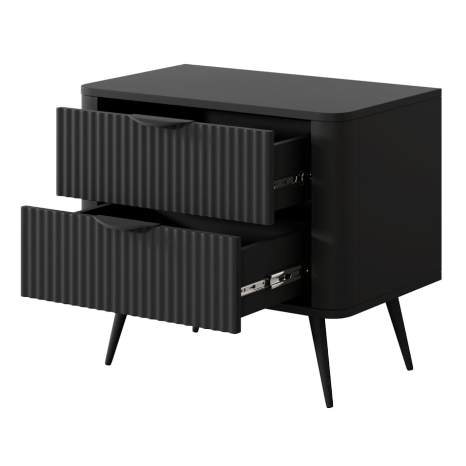 Stolik nocny ryflowany LENA w kolorze czarnym
