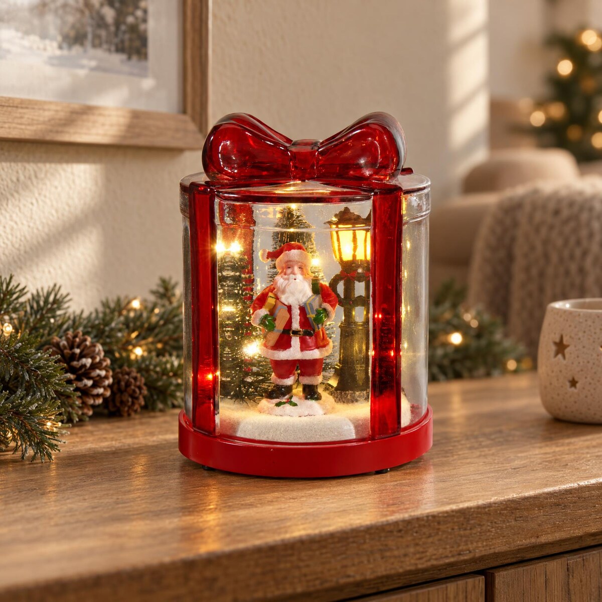 Szklane pudełko prezentowe z podświetleniem LED, 13 x 13 x 17 cm