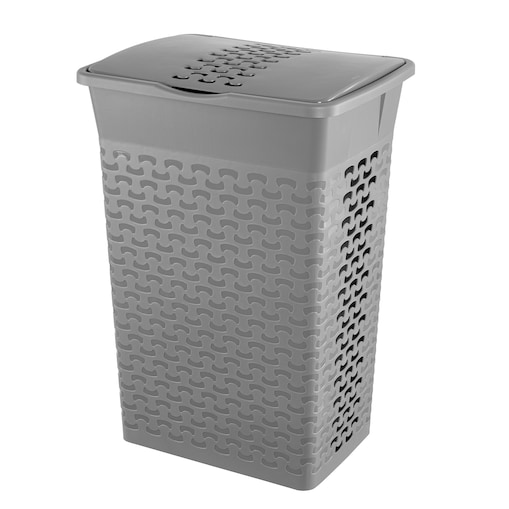 Kosz Na Pranie Bieliznę Wolnostojący Łazienkowy 55 L Szary