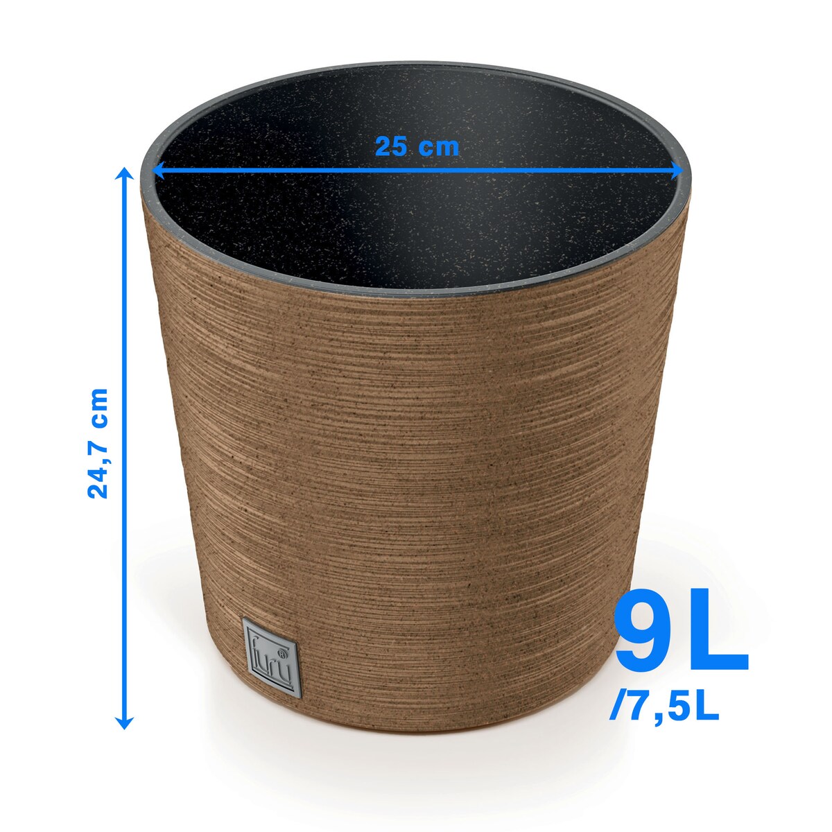 Doniczka Donica Ogrodowa 25 Cm Okrągła Na Taras Do Ogrodu Domu Eco Wood Kawa