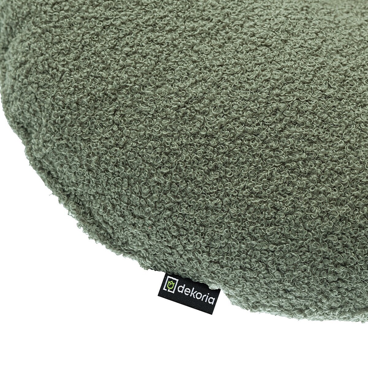 Poduszka okrągła z guzikiem, zielona bukla, ⌀37 cm, Boucle Teddy