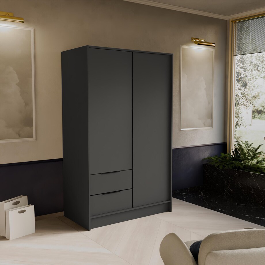 Szafa NIKOLA 103 klasyczna z regulowanymi półkami do przedpokoju-grafitowa