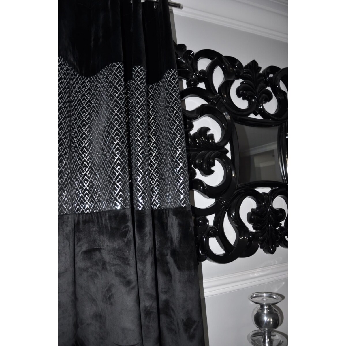 Zasłona "sequin" 140x250 cm czarna welur