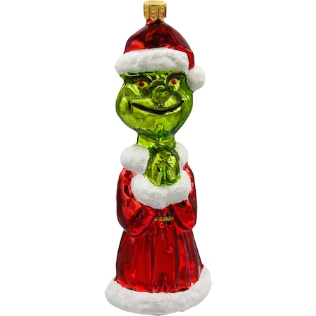 Bombka choinkowa: Grinch w płaszczu Mikołaja: błyszczący