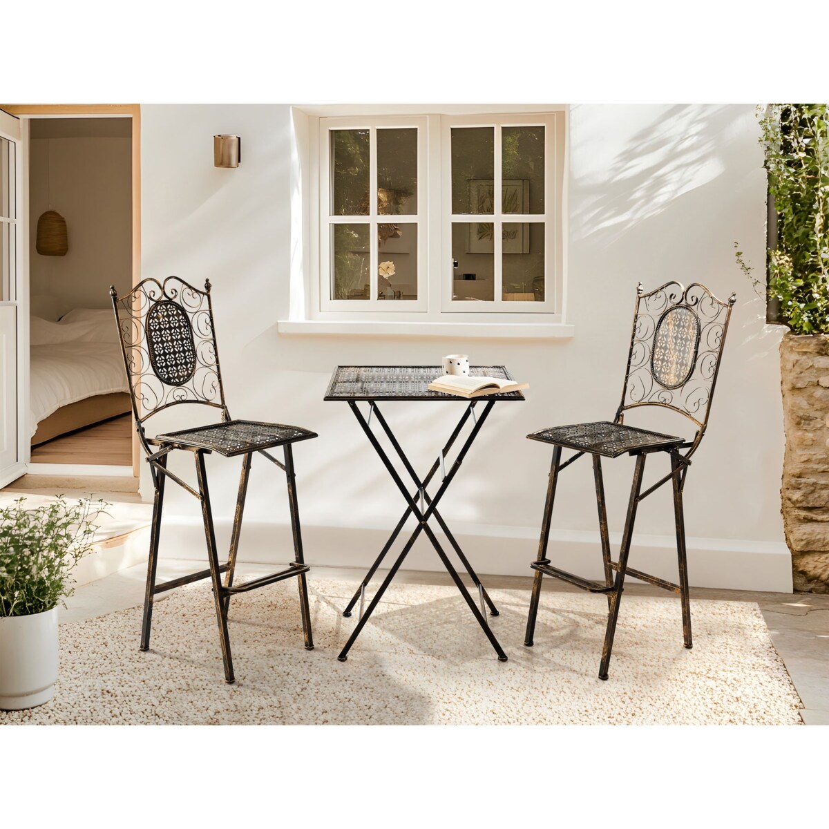 Zestaw ogrodowy barowy Składane BORMIO Metal Czarny