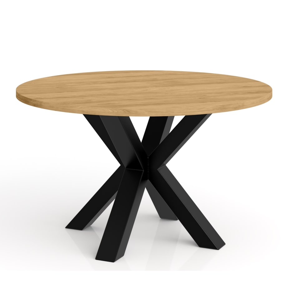 Stolik kawowy NEO okrągły 90 cm, metalowa podstawa-dąb hikora